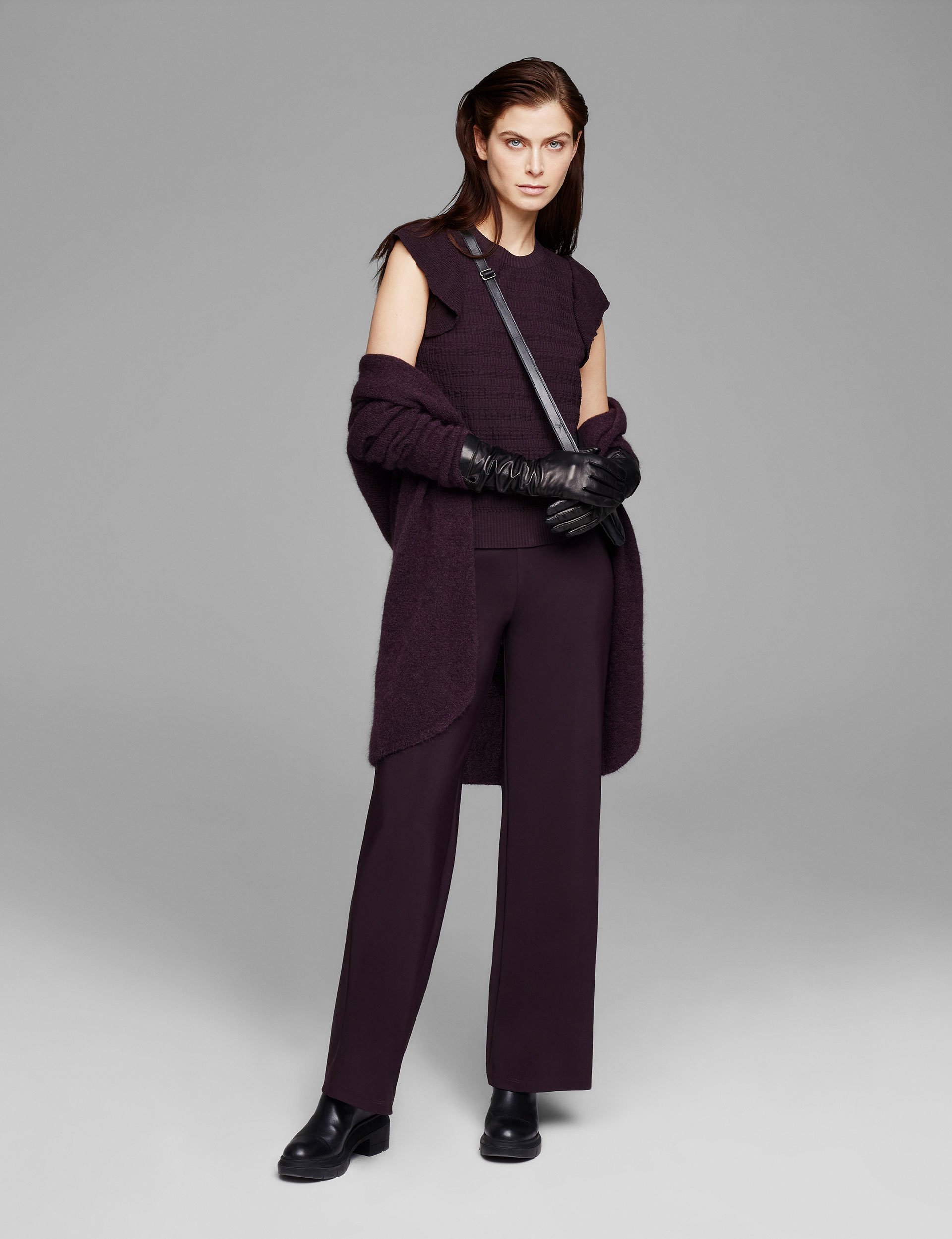 Plum polyamide leggings - techno fabric by Sarah Pacini